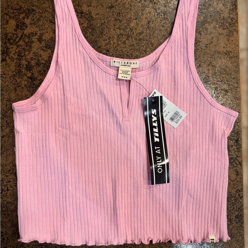NWT MSRP $29 Billabong Women's Light Pink Ribbed Tank Top